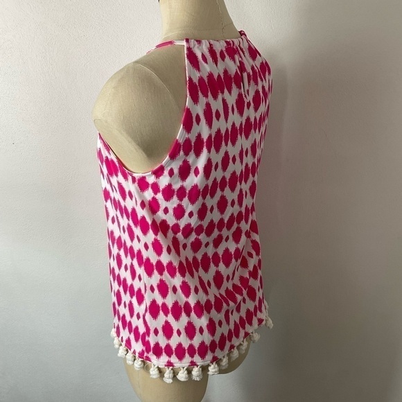 ❤️ Jude Connally Pink White Summer Tank Halter Top Sz XS - Picture 2 of 6